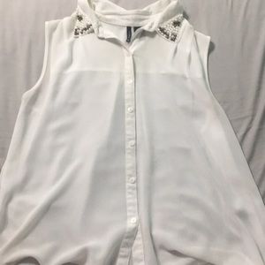 White New Directions Beaded-Collar Top